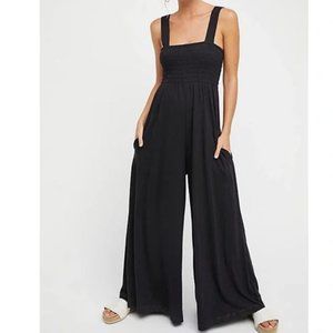 Free People Beach Homecoming Black Knit Jumpsuit